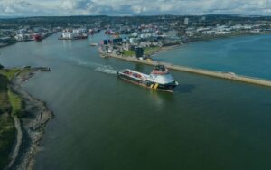 Aerial view of Aberdeen Harbour in Aberdeen, representing the local broadband coverage area