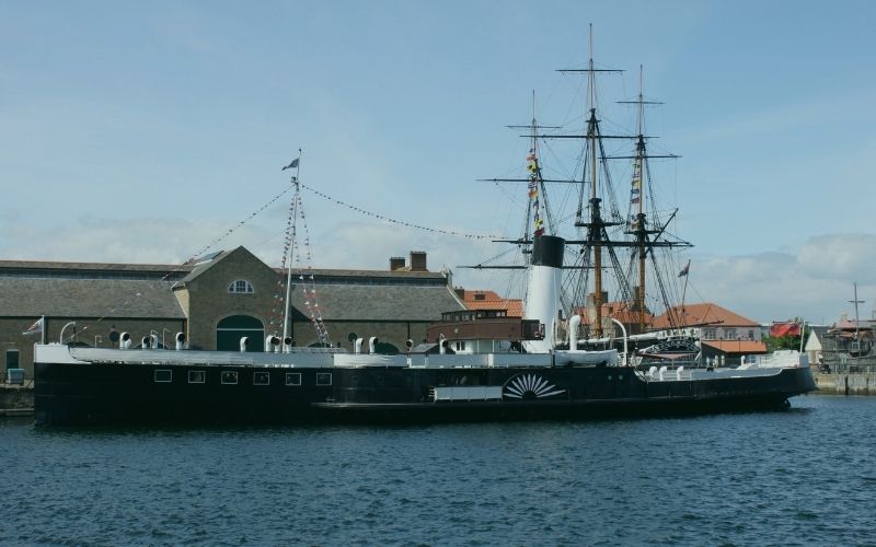 Historic paddle steamer moored at the National Museum of the Royal Navy in Hartlepool