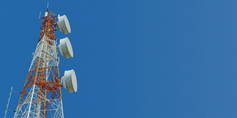 Mobile phone mast against the sky